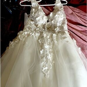 White floral dress, size M i believe, sweater is an extra $7